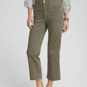 Chicos green high rise straight leg crop jeans size 2